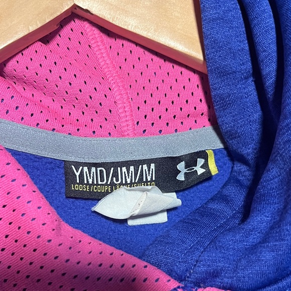 Under Armour Kids Hoodie in Blue with Pink Logo - Picture 2 of 3